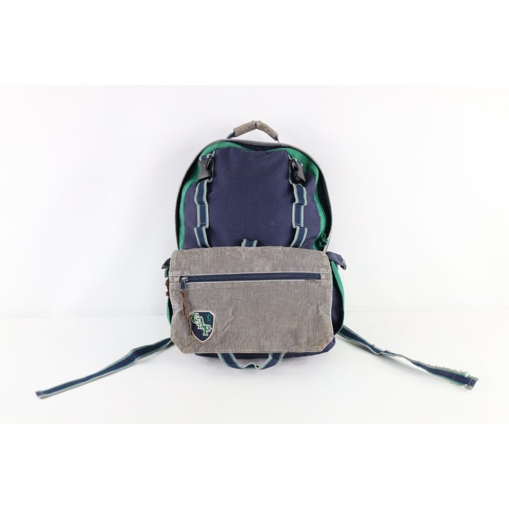 Vintage Gap Distressed Spell Out Corduroy Color Block Backpack Book Bag